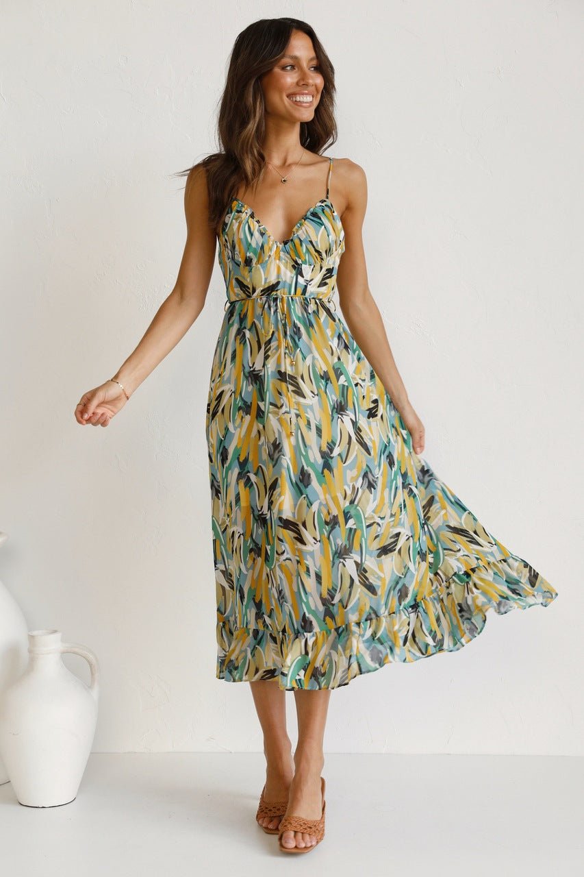 Bianca™ - Printed Ruffle Trim Midi Sundress